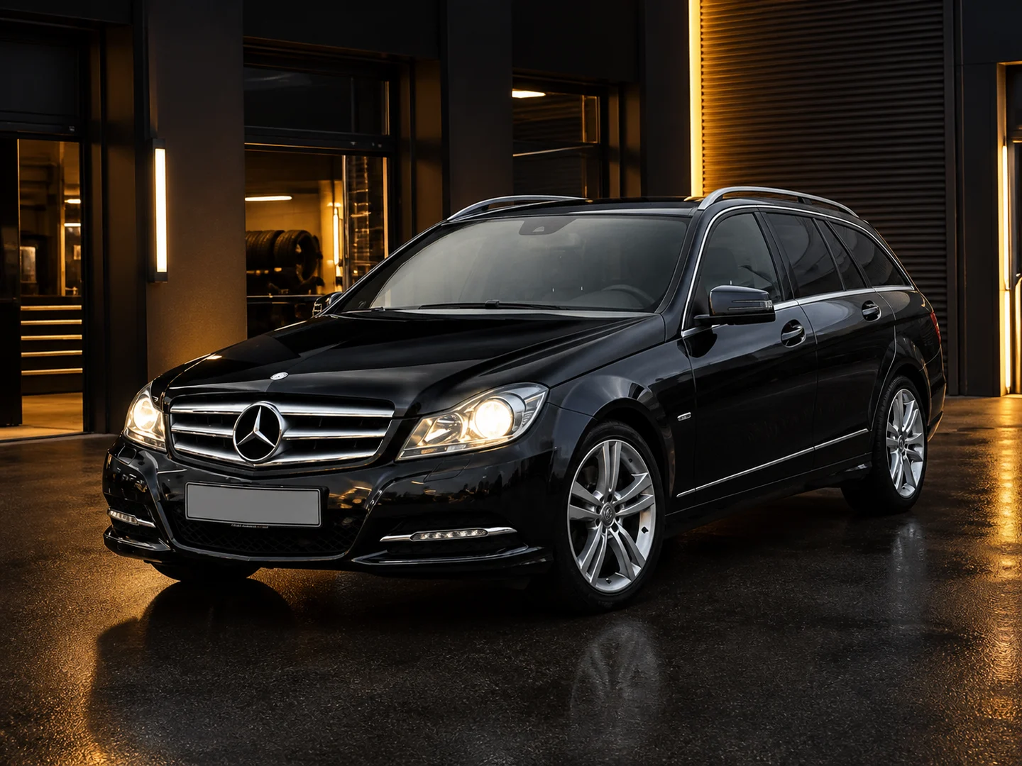 Schwarzer Mercedes-Benz C-Klasse W204 Kombi als kostenloses Leihfahrzeug